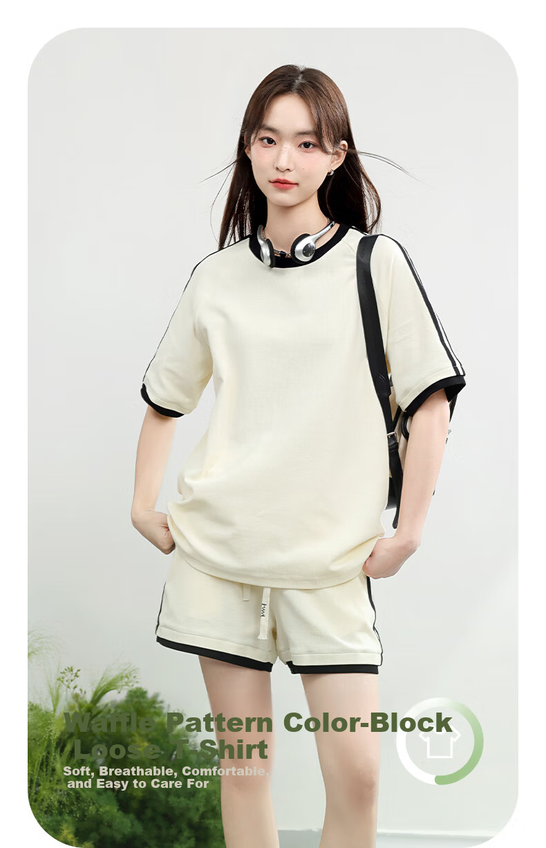 MJ STYLE Women's Short Sleeve and Shorts Set 2026 Summer New Trendy Sports Casual Homewear T-Shirt and Pants Set 1