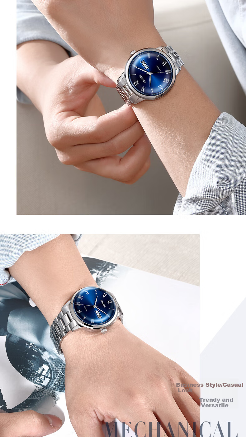 EBOHR Men's Automatic Mechanical Watch with Date, Stainless Steel Band, National Brand, Couple's Gift for Birthday, Valentine's Day, New Year 5