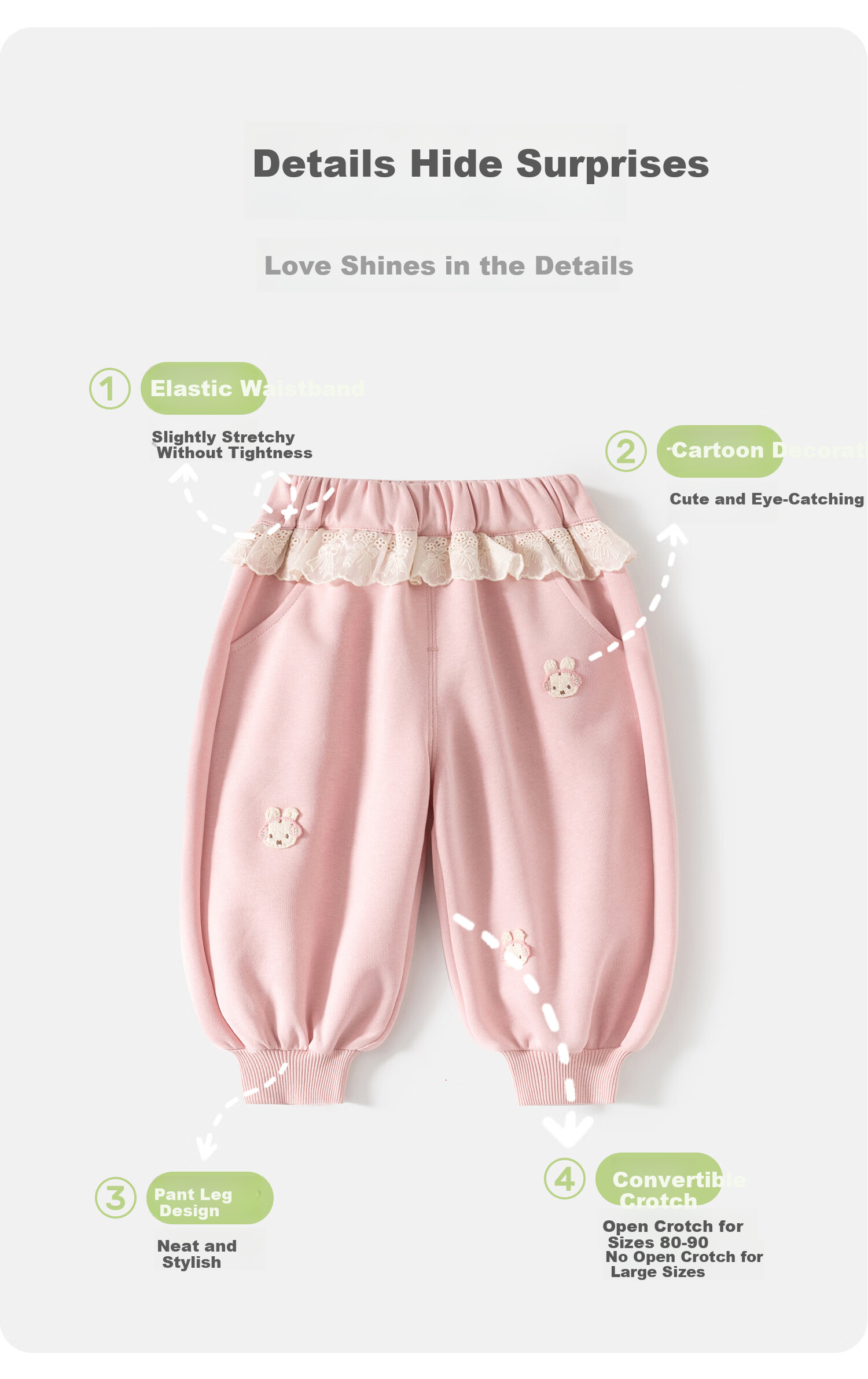 Banxidi Girls' Pants Spring 2026 New Stylish Baby Princess Casual Jogger Pants Spring and Autumn Children's Sweatpants 3