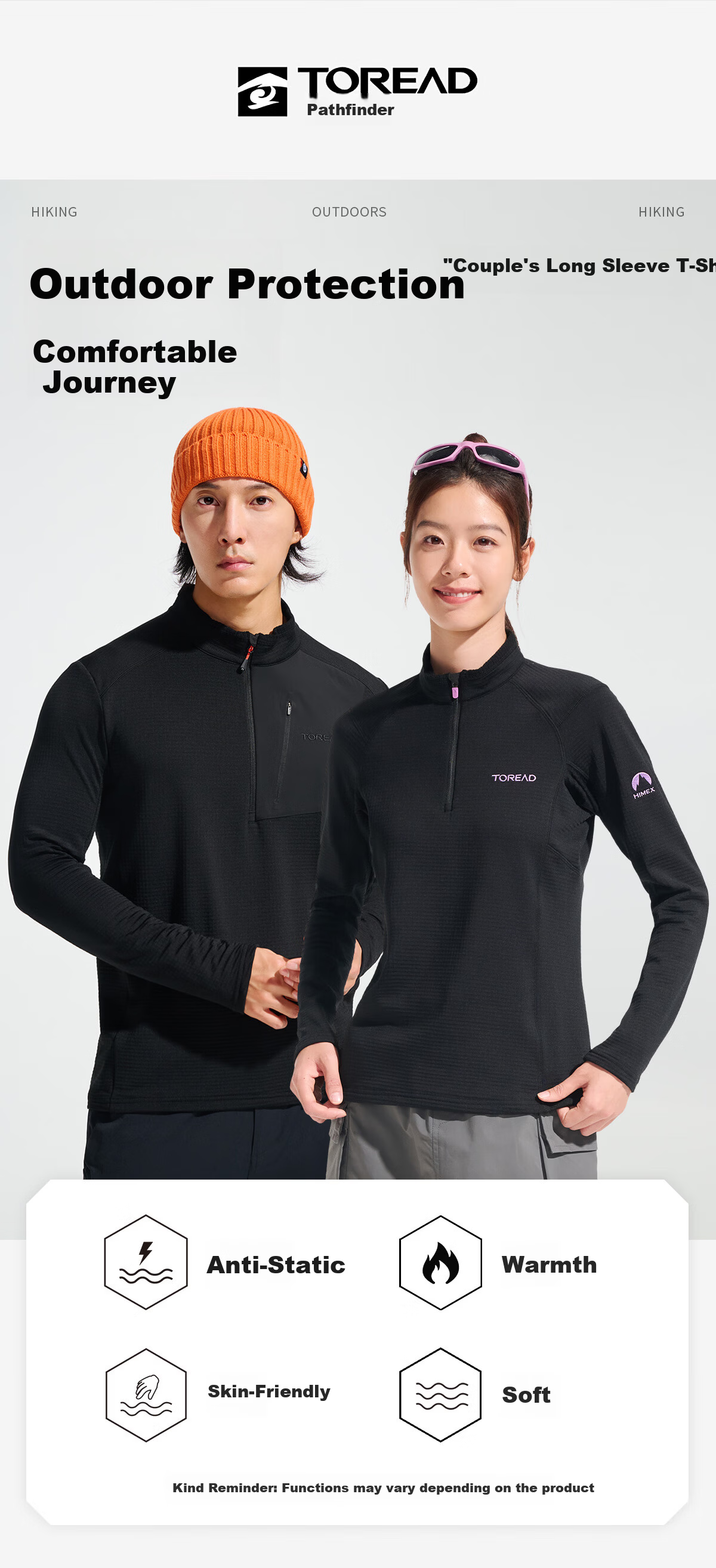 TOREAD Fleece Jacket 25 Autumn Winter Lightweight Pullover Anti-Static Warm Casual Base Layer TACCAN91005 1