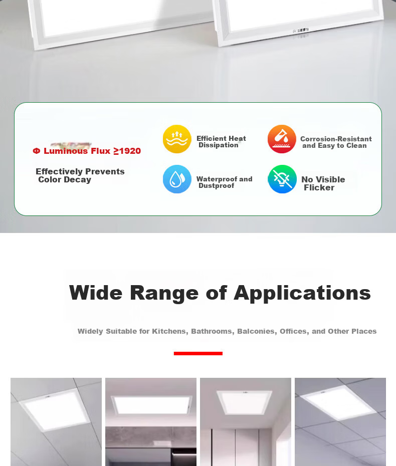Yaming Integrated Ceiling LED Panel Light 300x600mm 35W Single Pack for Office Kitchen Bathroom Aluminum Buckle Plate Light 3