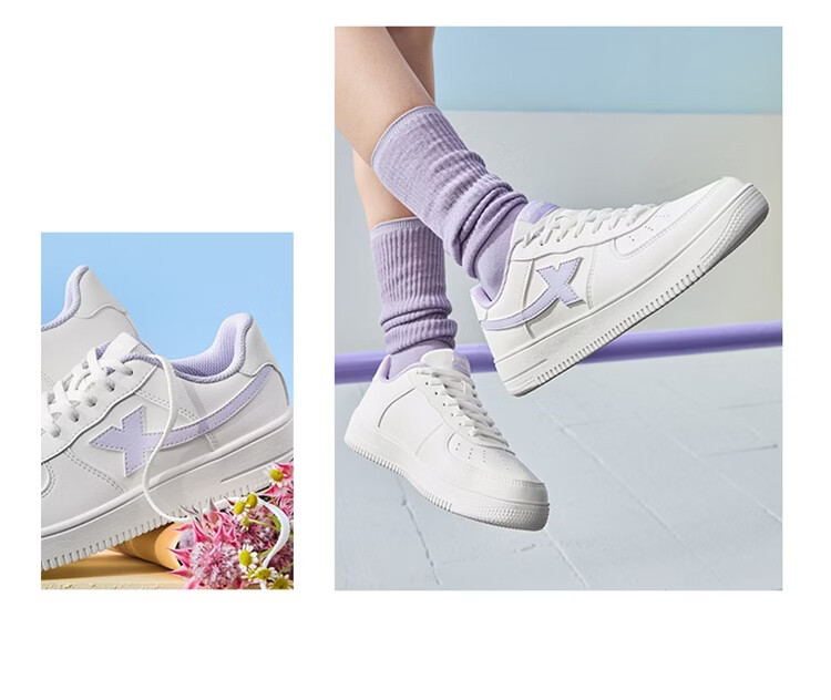Xtep Couple Men's and Women's Sports Sneakers White Air Force One Spring Summer Mesh Breathable Lightweight Casual Shoes 42