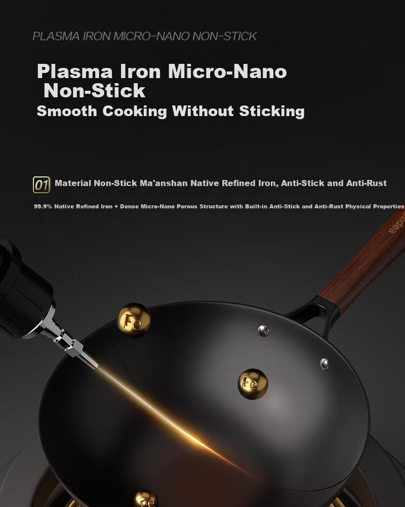 Midea Cast Iron Stir-Fry Pan Non-Coated Non-Stick Rust-Resistant 28cm Flat Bottom Frying Pan Compatible with Induction Cookers 4