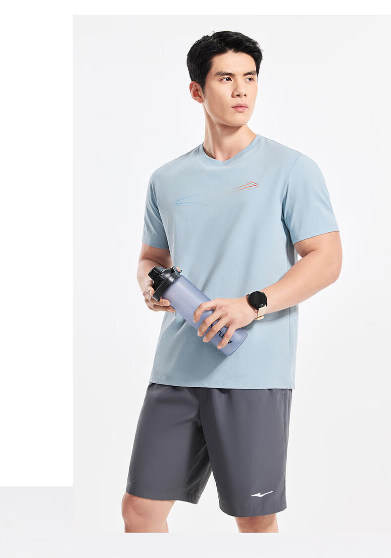 Erke Men's Summer New Sports T-Shirt Casual Outdoor Quick-Dry Antibacterial Ice-Feel Crew Neck 22