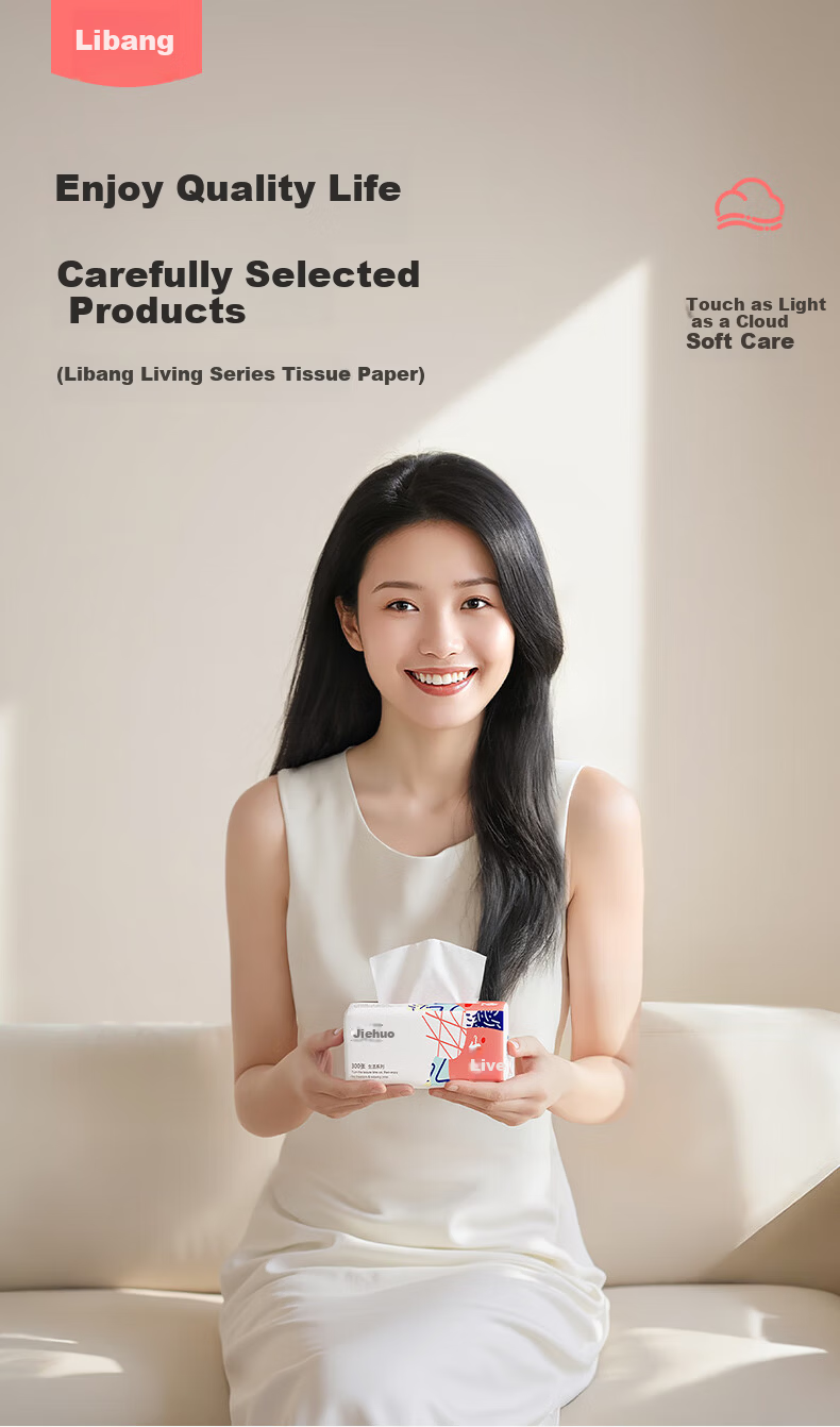 Libang Facial Tissue 4-Ply 300 Sheets x 30 Packs Bulk Napkins Soft Household Skin-Friendly Unscented 3