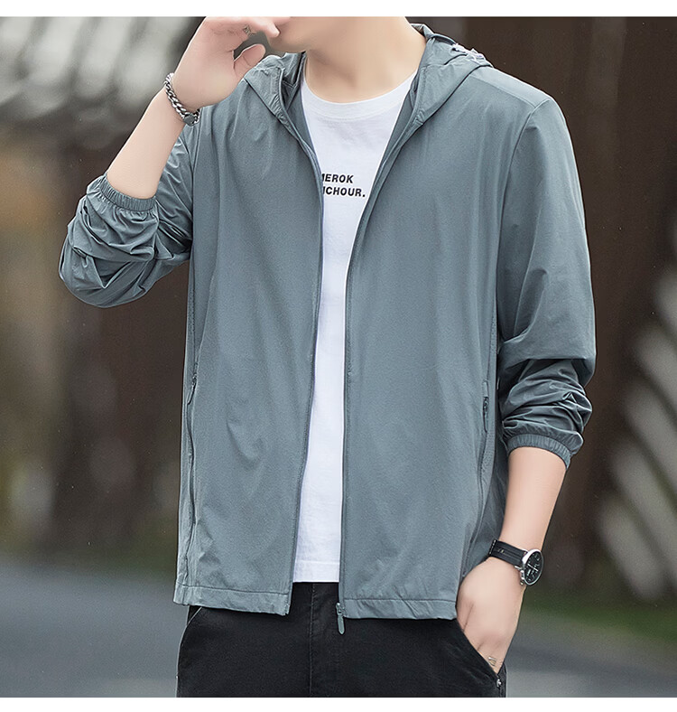 ROMON Men's Summer Ice Silk Quick-Dry Casual Business Breathable Outdoor UV Protection Jacket AG9 Green 5X 21