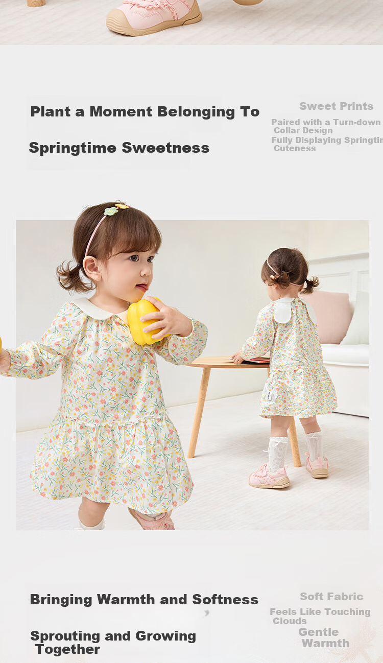 Balabala [balaOne] Kids Children's Dress Girls 2026 Spring Printed Short Skirt 3