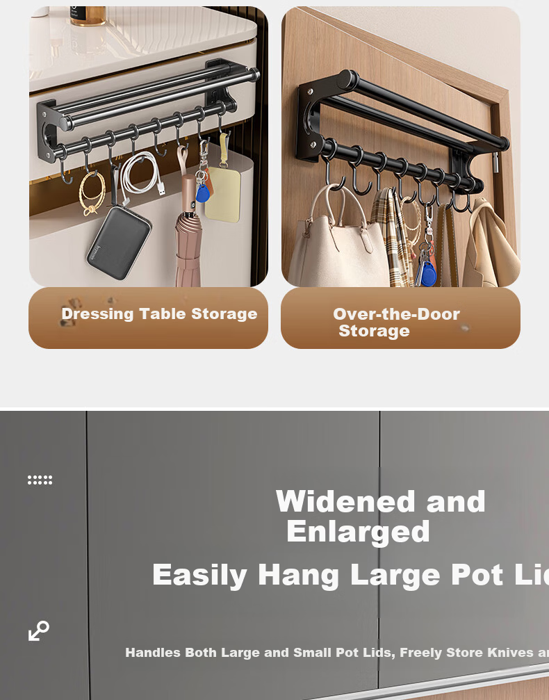 Sijimuge Kitchen Storage Rack 304 Stainless Steel No-Drill Wall-Mounted Multifunctional Household Utensil Organizer Spice Rack Knife Holder 15