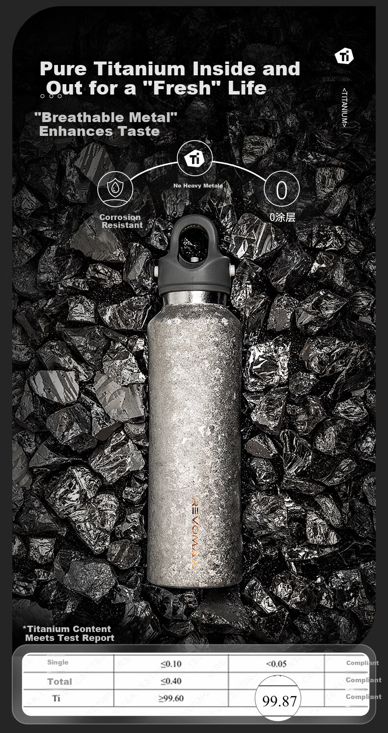 Ruihu Magnetic Pure Titanium Insulated Water Bottle Men's High-End Business Car Cup Tea Separation Brewing Cup 592ml - Radiant Silver 4