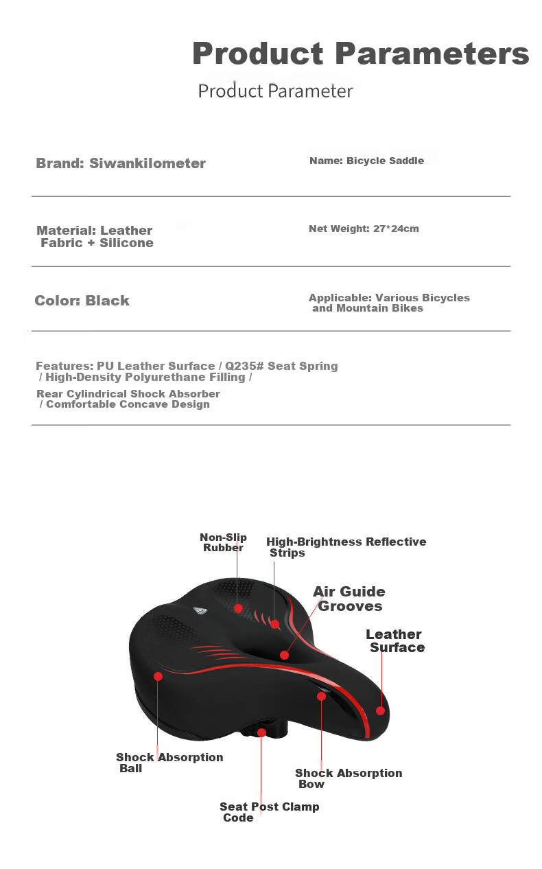 40,000 Kilometers Bicycle Saddle Mountain Bike Seat Cushion Soft Large Seat Pad Cycling Accessories Riding Gear 3