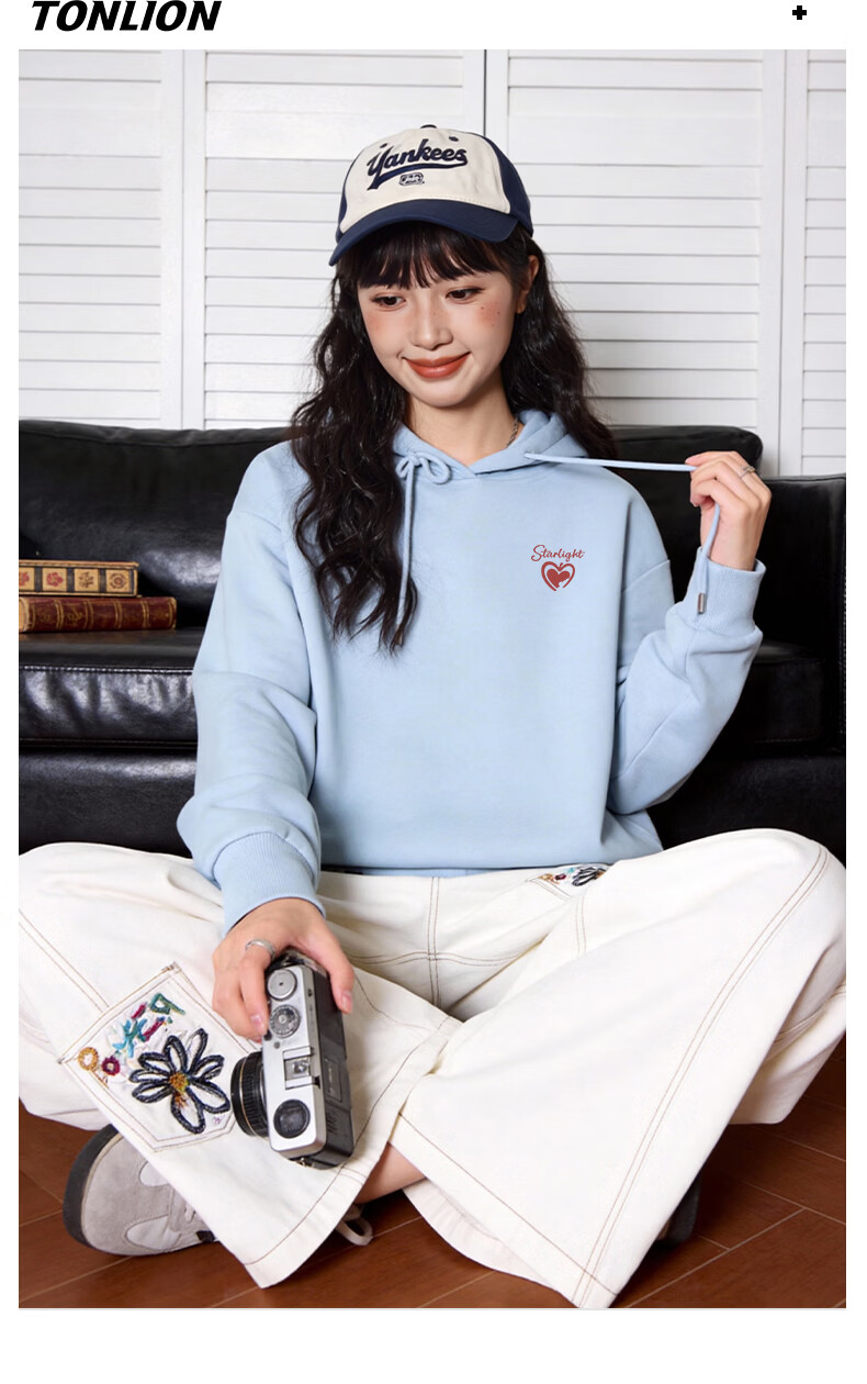 TonLion Women's Hoodie 2026 Spring Autumn New Cotton Stretch Pullover Loose Trendy Small Size Sweatshirt 14