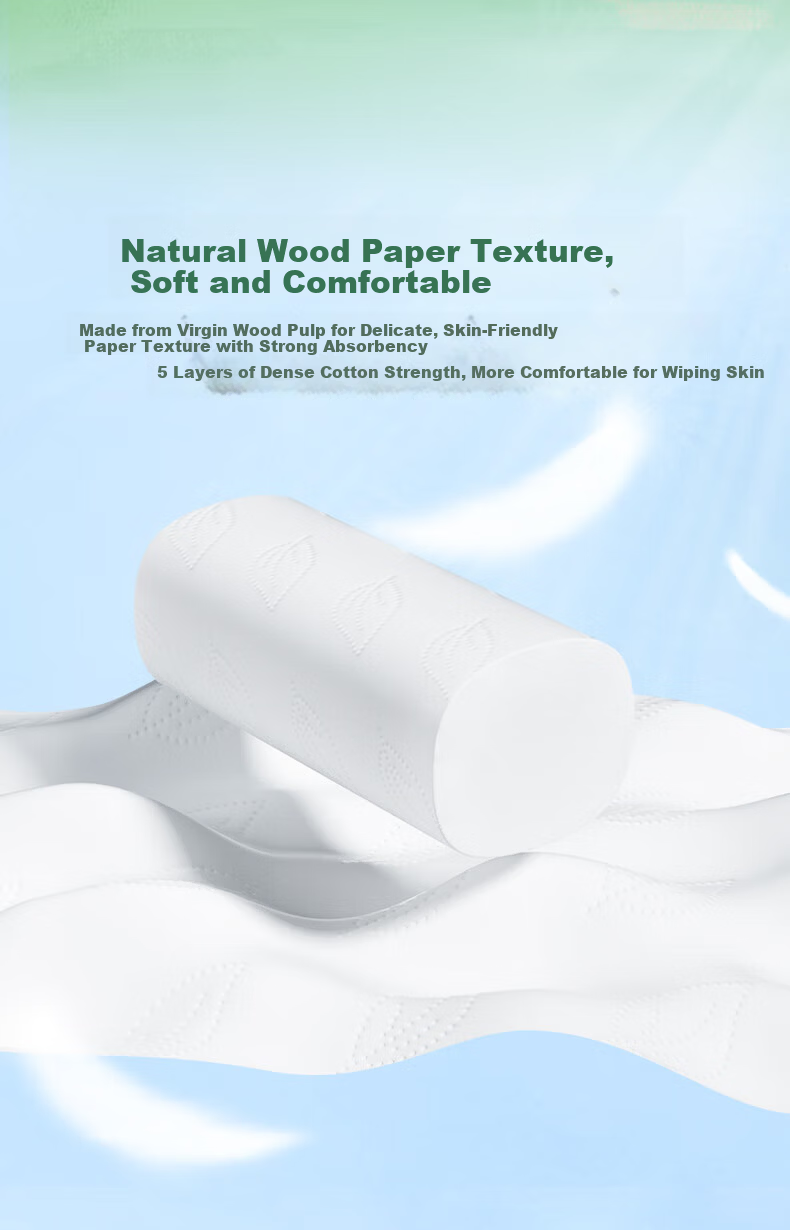 Lanpiao Coreless Toilet Paper 5-Ply 80g*30 Rolls Unscented White Flat Roll Tissue Paper 4.8 lbs Commercial Home Bathroom Use 4
