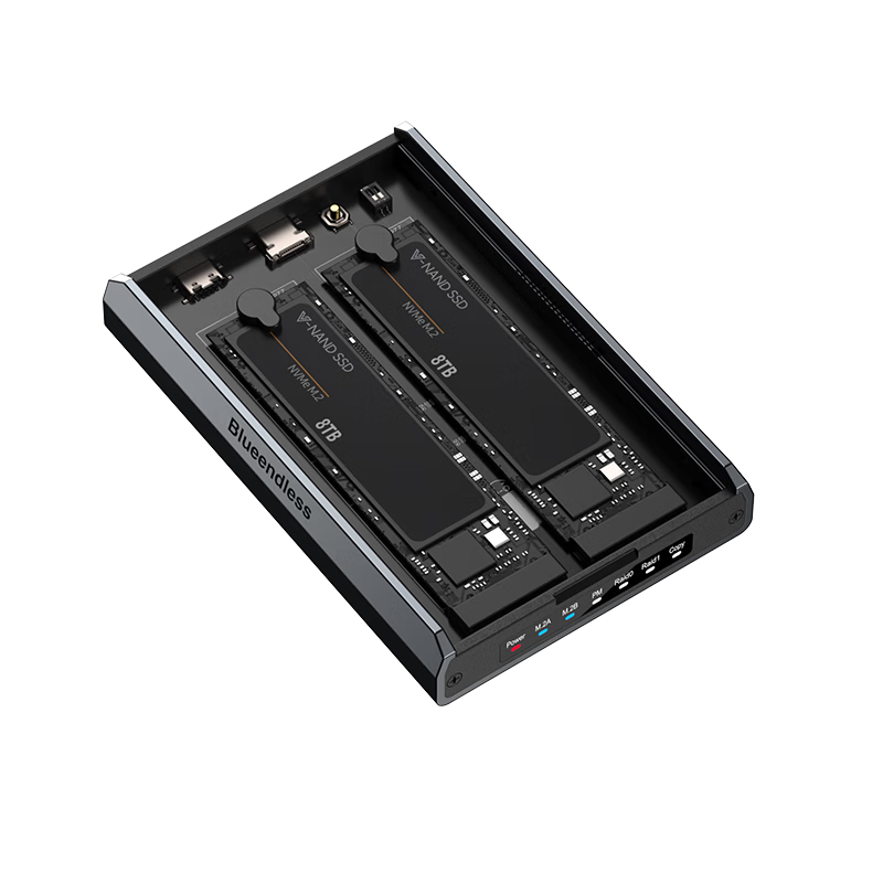 BLUEENDLESS Lanshuo High-Speed M.2 Dual-Bay SSD Enclosure 20Gbps Offline Copy NVMe/SATA External Storage Duplicator MAC Expansion Hard Drive Reader Aluminum Alloy