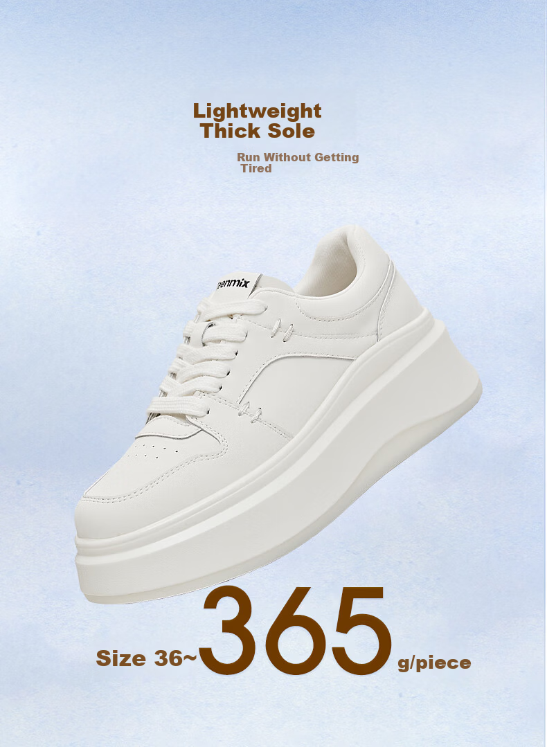 TEENMIX Women's White Casual Shoes Thick Sole Sneakers 2026 Spring New Mall Edition 7
