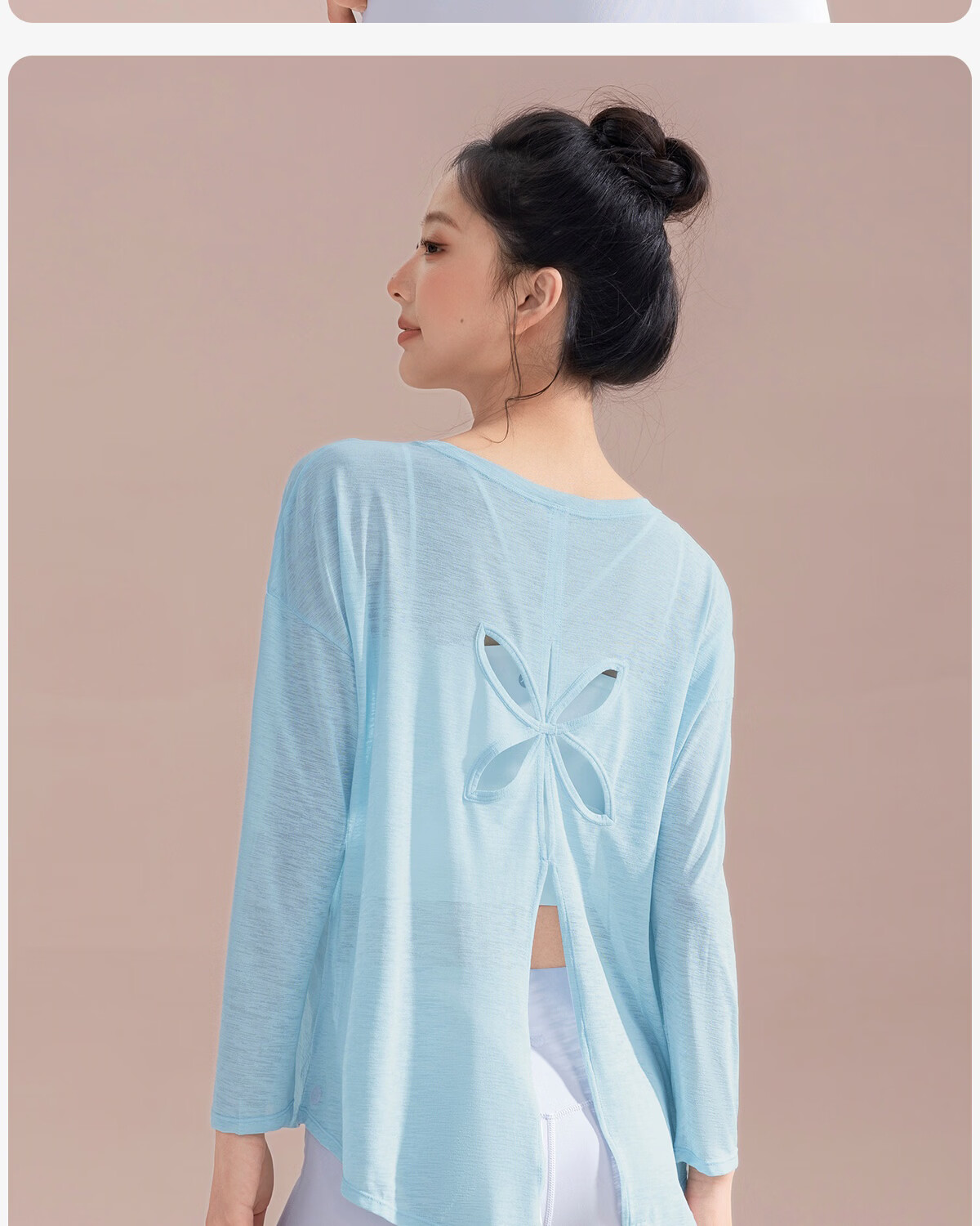 361° Bamboo Slub Yarn Loose Lightweight Hollow Out Back Sports Top Women Outdoor Versatile Yoga Cover Breathable Fitness Long Sleeve 16