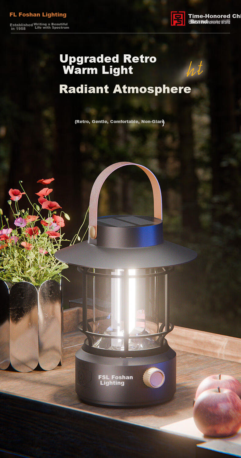 FSL Foshan Lighting Solar Outdoor Camping Garden Rural LED Lamp JD Self-operated Long Battery Life 8