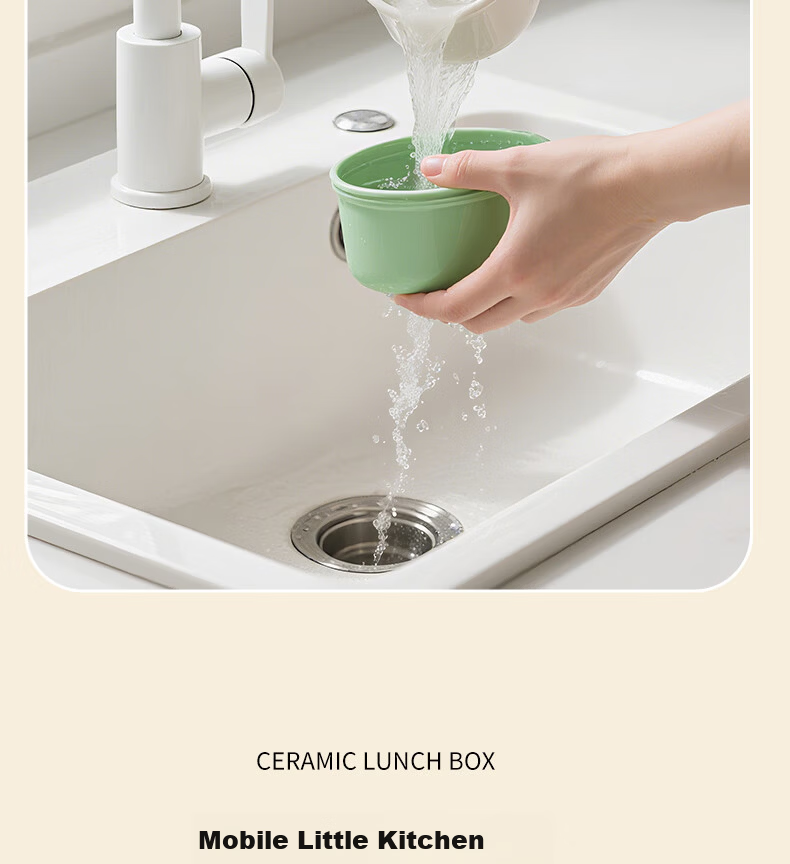 Ymer Insulated Lunch Box Microwaveable Ceramic Set Green 2-Pack (One Large, One Small) 29