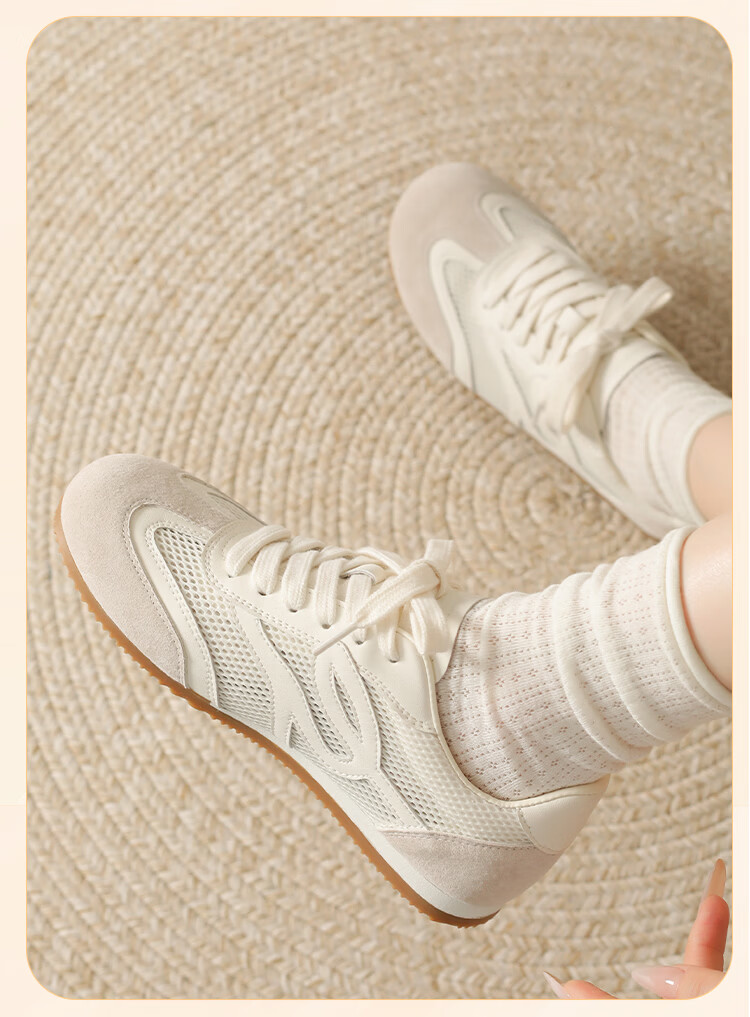 Zhuoshini Women's Mesh Breathable Flat Casual Sneakers Versatile Sports Shoes White Size 38 12