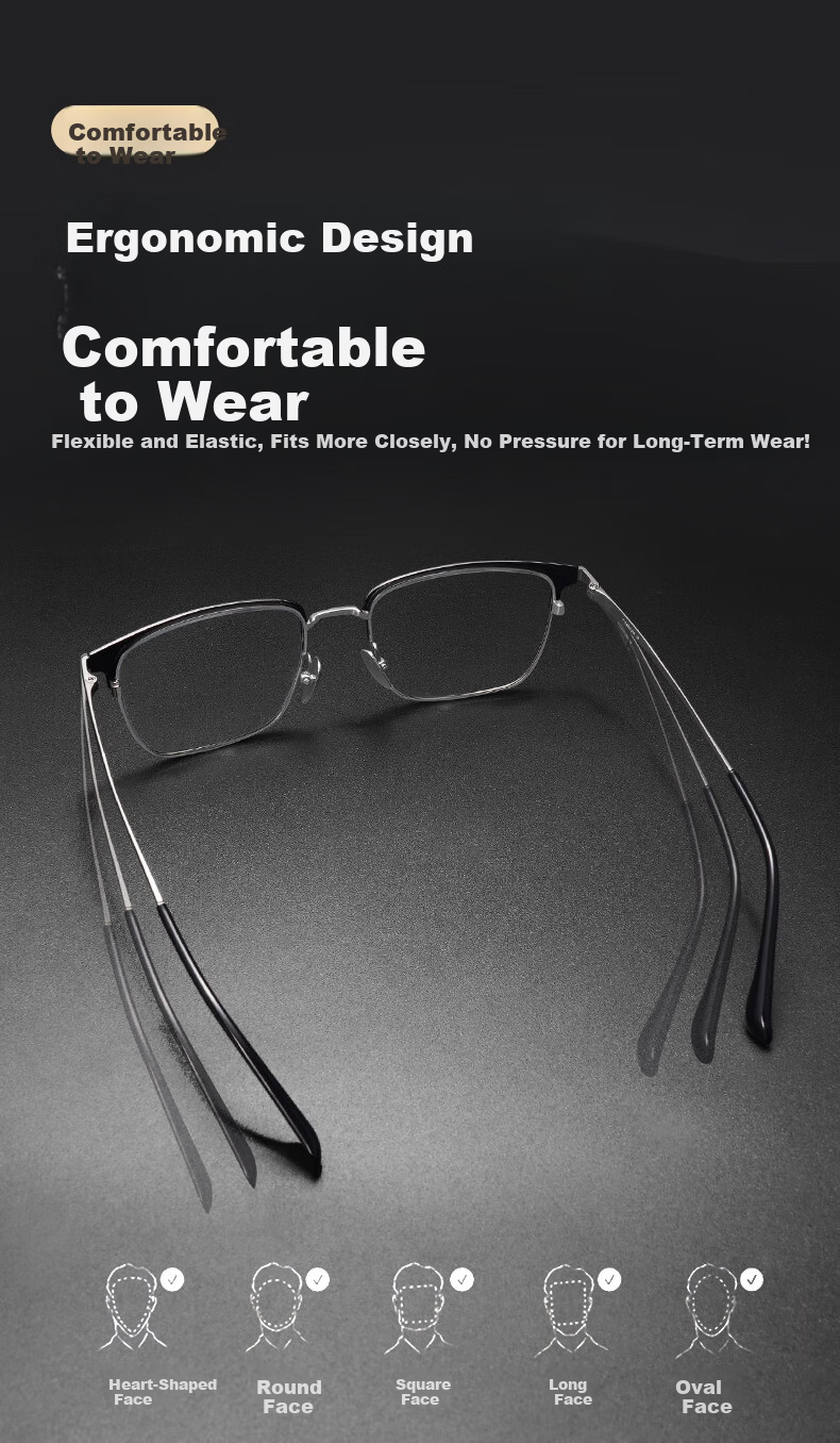 Sunset Red Pure Titanium Reading Glasses HD Blue Light Blocking Fashion Business Premium Brand E213Q 150 Degree 8