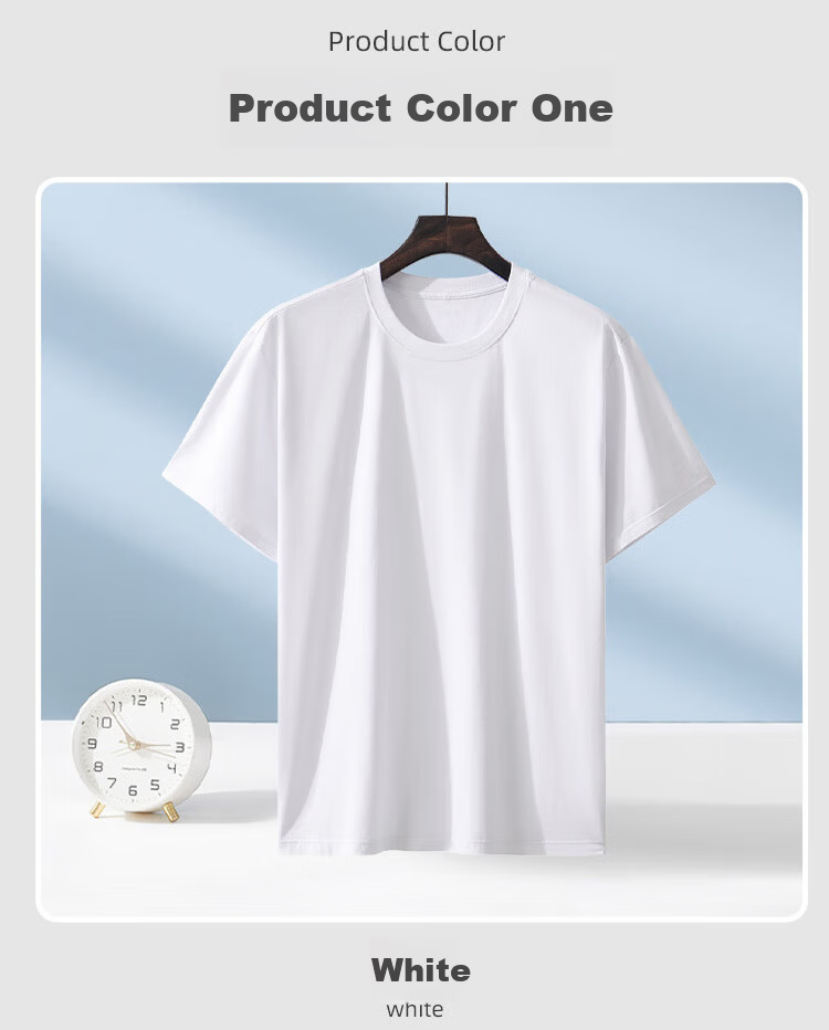 XUEXIMAN Pure Cotton Short Sleeve T-Shirt Men Xinjiang Cotton Summer Base Layer Couple Casual Breathable Versatile Sports White Tee Shirt Men 9