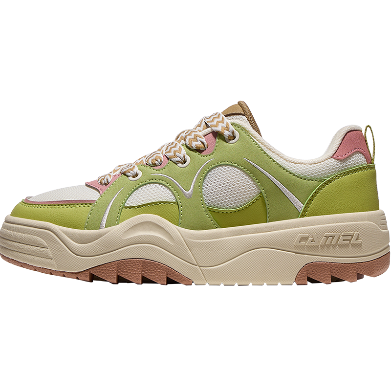 CAMEL Moon White 2nd Generation Casual Low-Top Sneakers Durable Sports Shoes for Women K26BX5L2065 Millet Yellow/Green Size 37