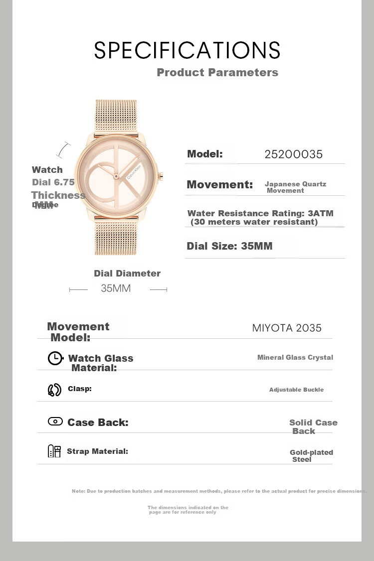Calvin Klein CK Couple Quartz Watch Logo Gold 25200035 Gift for Girlfriend Holiday Present 2