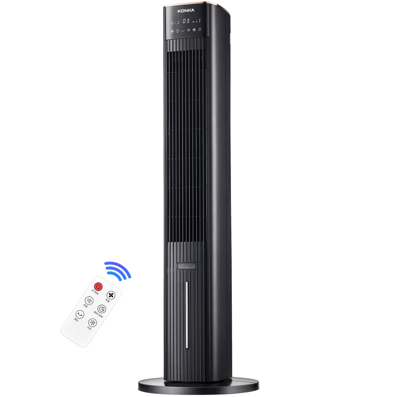 KONKA Air Cooler for Home Use, Cooling Fan with Voice Control, Single Cooling And Humidifying Electric Fan, Standing Water-Cooled Tower Fan with Large Airflow, Bladeless Tower Fan, Portable Mini Air Conditioner KTAS-1004W