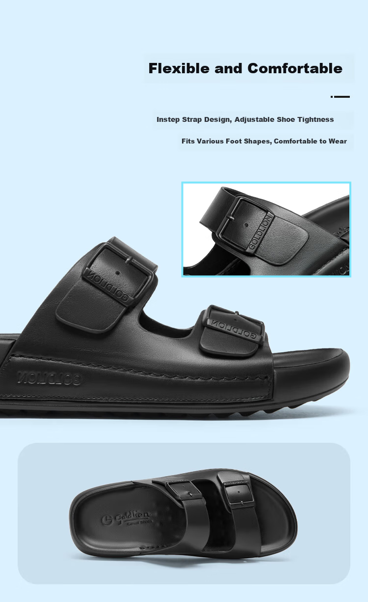 Goldlion Men's Beach Sandals Summer Wearable New Trendy Casual Slippers G596520055AAF Black Size 39 4