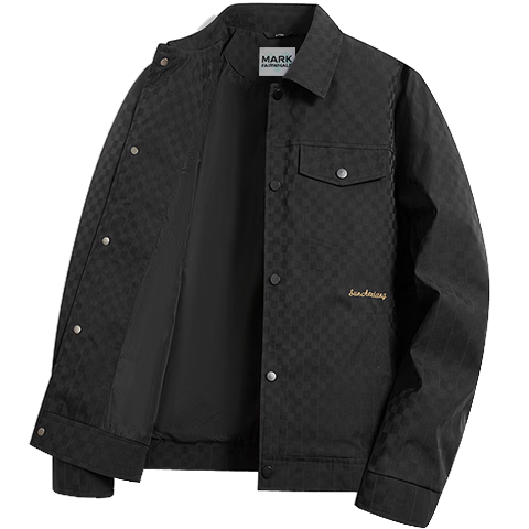 MARK FAIRWHALE Checkered Lapel Casual Jacket Men's Spring Autumn Youth Trendy Embroidered Windproof Coat
