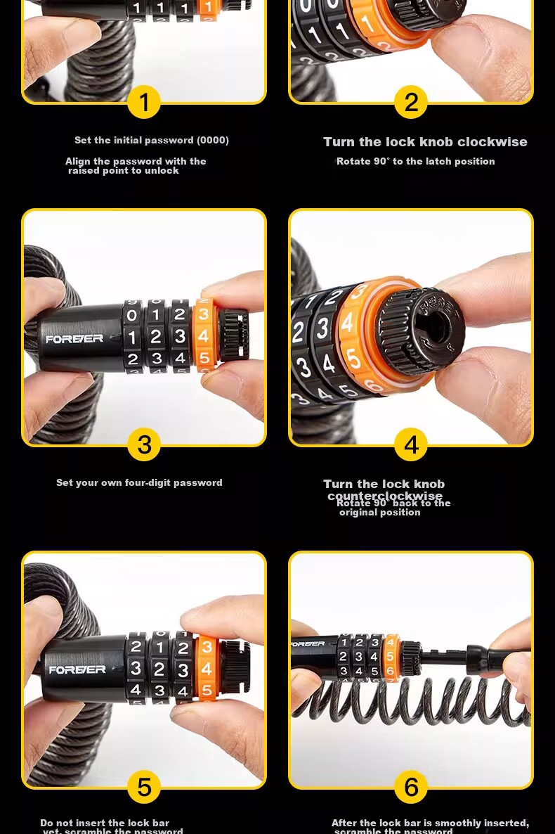 Forever Helmet Lock Bicycle Lock Electric Motorcycle Children's Combination Lock Mountain Road Bike Luggage Anti-theft Lock Black Pink 15