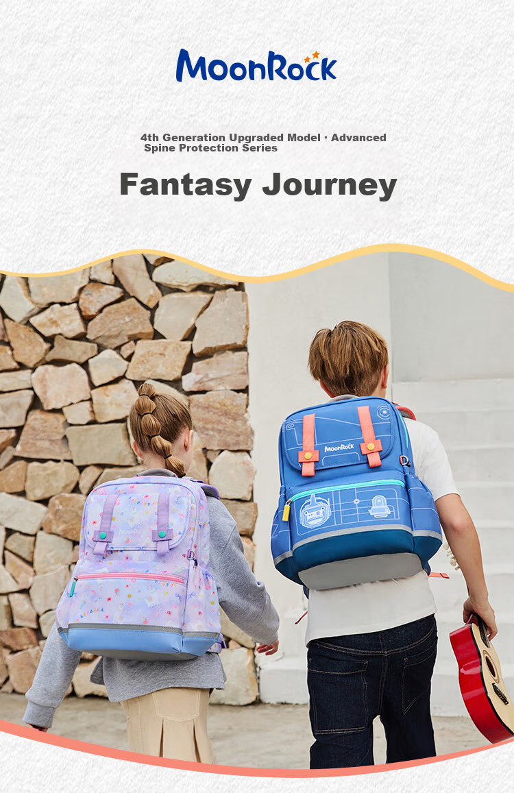 MoonRock Elementary School Backpack for Grades 3-5, Lightweight Spine Protection, Large Capacity, Galaxy Unicorn Design 1