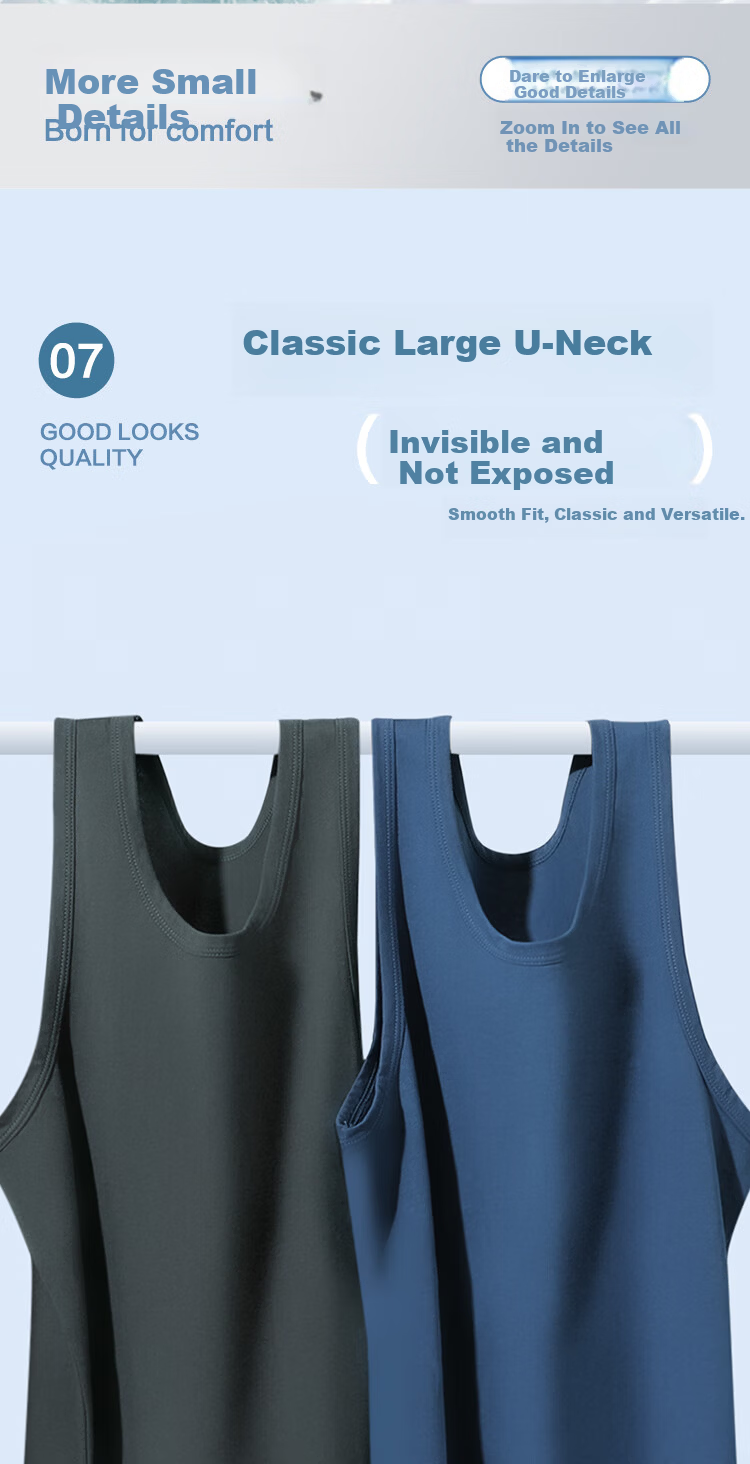 Hodo Men's Antibacterial Pure Cotton Sweat-Absorbing Breathable Simple Sports Vest 2-Pack Summer New Arrival 7