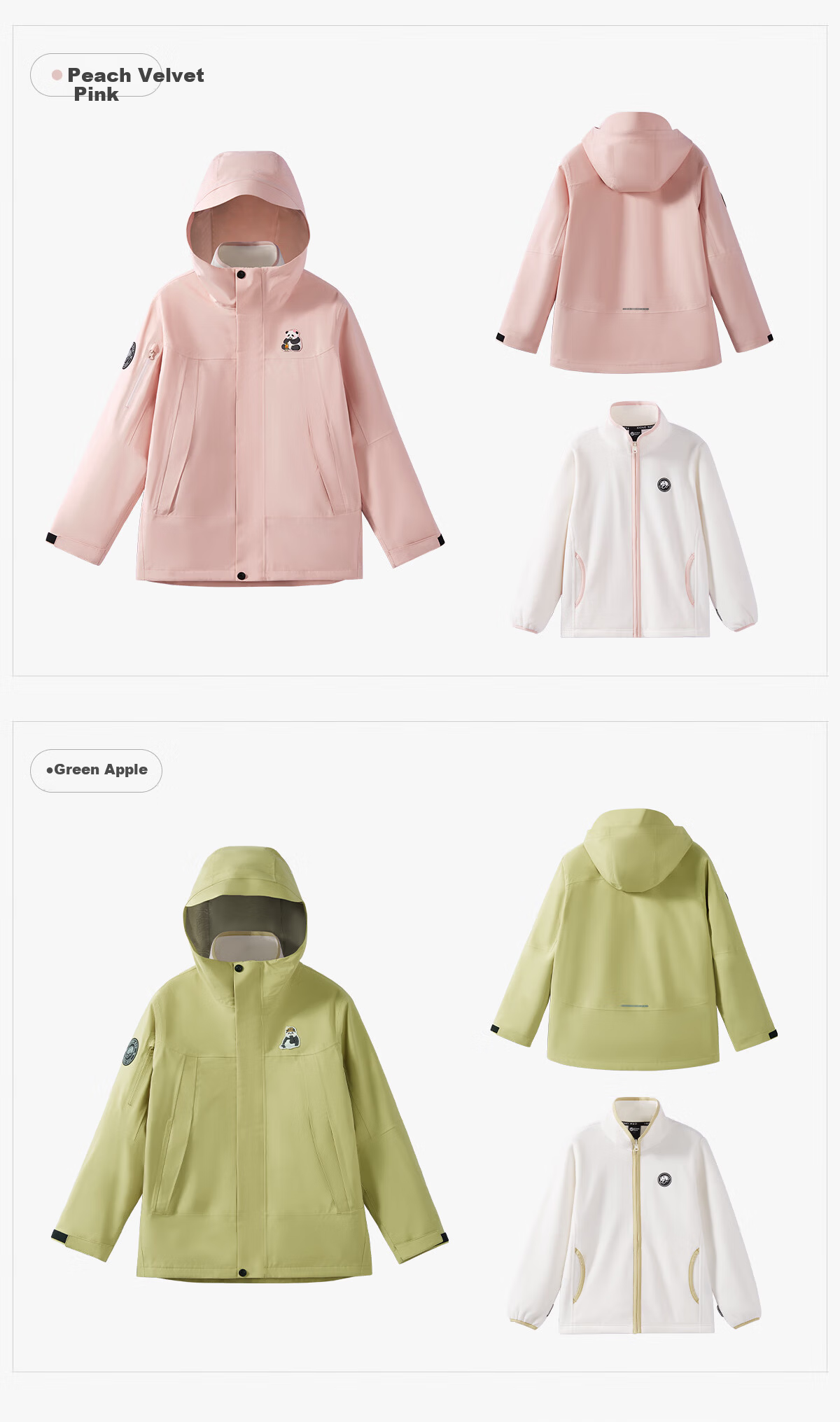 Panda Kids 3-in-1 Waterproof Windproof Fleece Lined Outdoor Jacket Warm School Uniform Autumn Winter, Size 120 17
