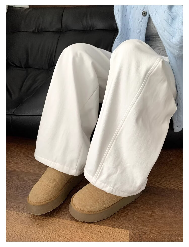ICH MODE "Versatile Pants King" Spring Summer All-Season Slimming Curved Cut Loose Casual Straight Wide-Leg Pants Off-White S 4