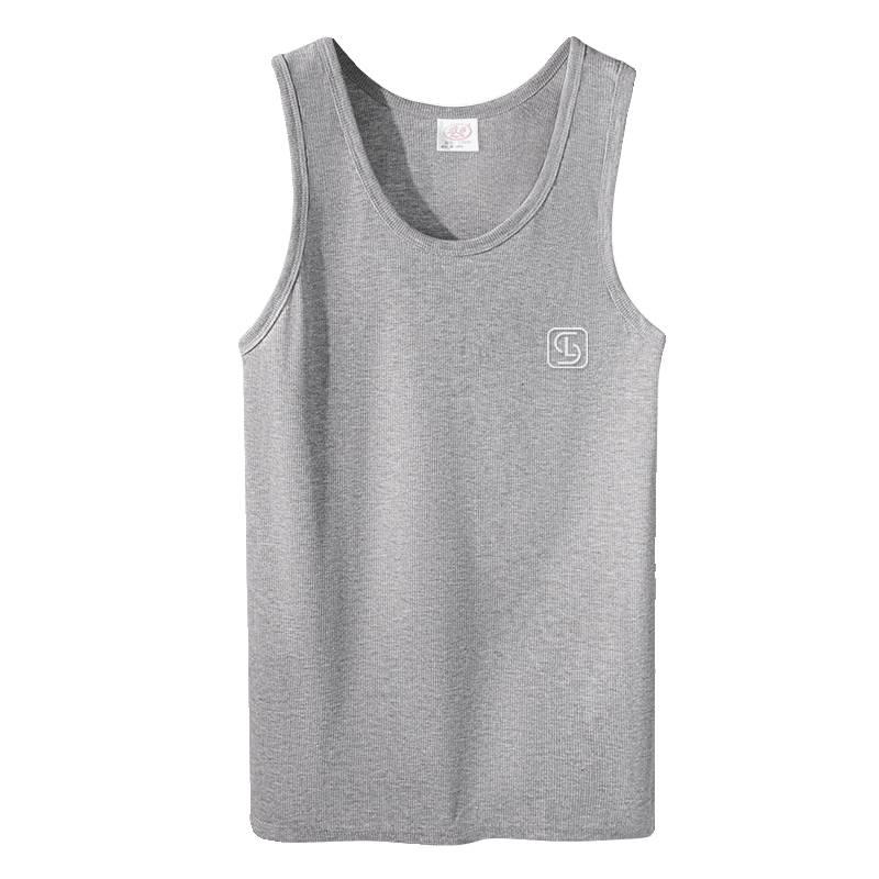 Langsha Men's Pure Cotton Thin Ribbed Sleeveless Sports Fitness Sweat-Absorbing Breathable Tank Top