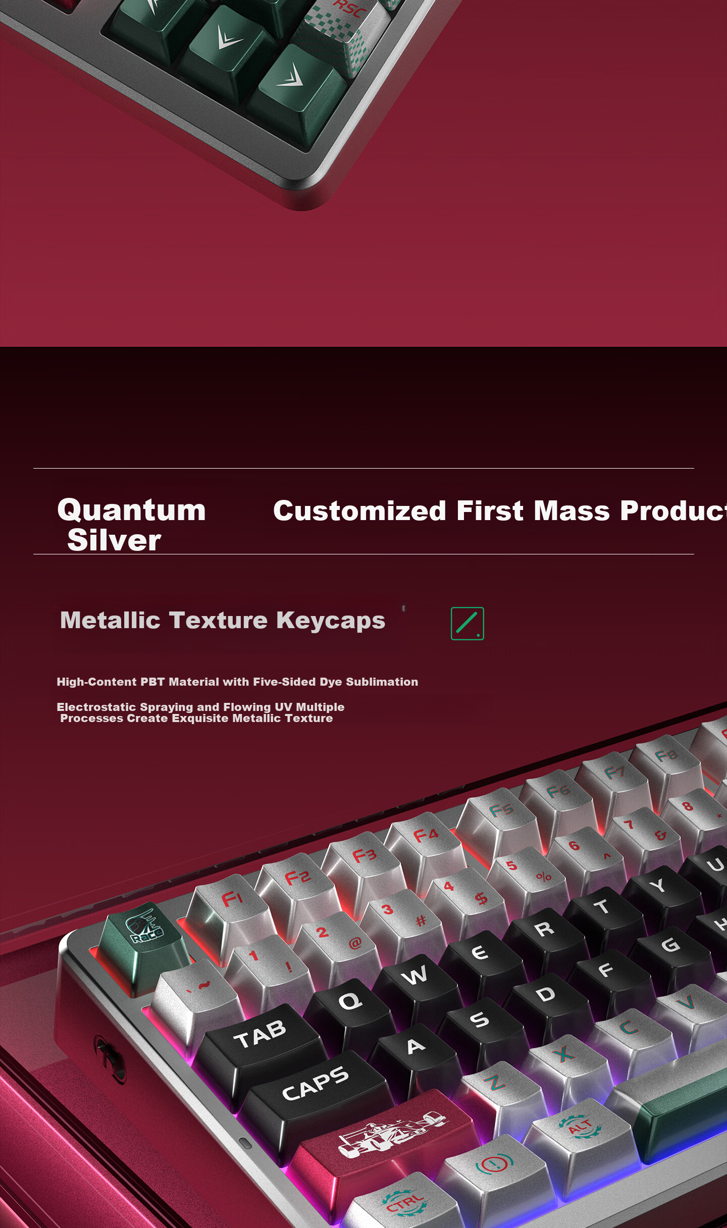 HP GT75 Mechanical Keyboard Wireless Wired Bluetooth Tri-Mode Gasket Custom Gaming Keyboard E-sports Computer Office 75-Key with Knob Quantum Silver Sundae Switch 4