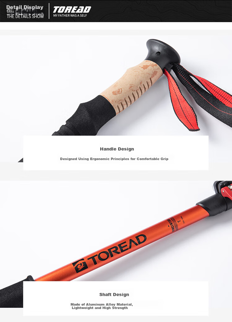 TOREAD Hiking Pole Outdoor Universal Aluminum Alloy Non-Slip Telescopic Folding Trekking Equipment TEKKBN80717 6