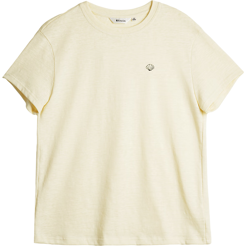 Olrain Casual Embroidered Short Sleeve T-Shirt for Women Summer New Loose Fit Slim Top Yellow M