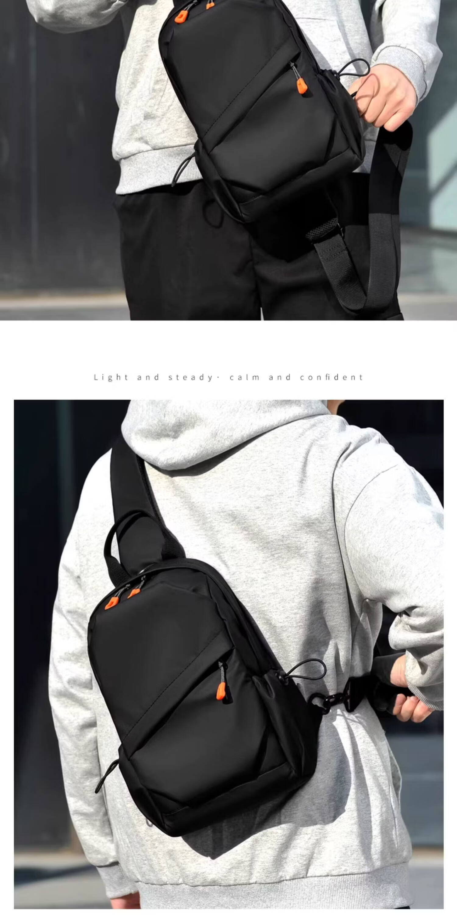 Warrior Men's Crossbody Bag 26L Large Capacity New Shoulder Bag Multifunctional Water-Resistant Small Backpack for Commuting and Outdoor Use 13