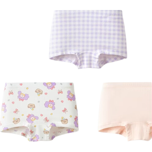 BALABALA Baby Cotton Underwear Class A Children's Boxer Briefs for Girls, Toddler Skin-Friendly Cute Shorts, Three-Pack 209925170002