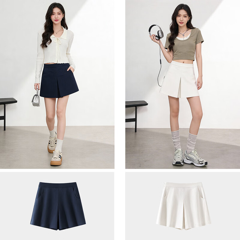 Baleno A-Line Shorts for Women 2026 Summer New High-Waist Slimming Fashion Casual Anti-Exposure Skort