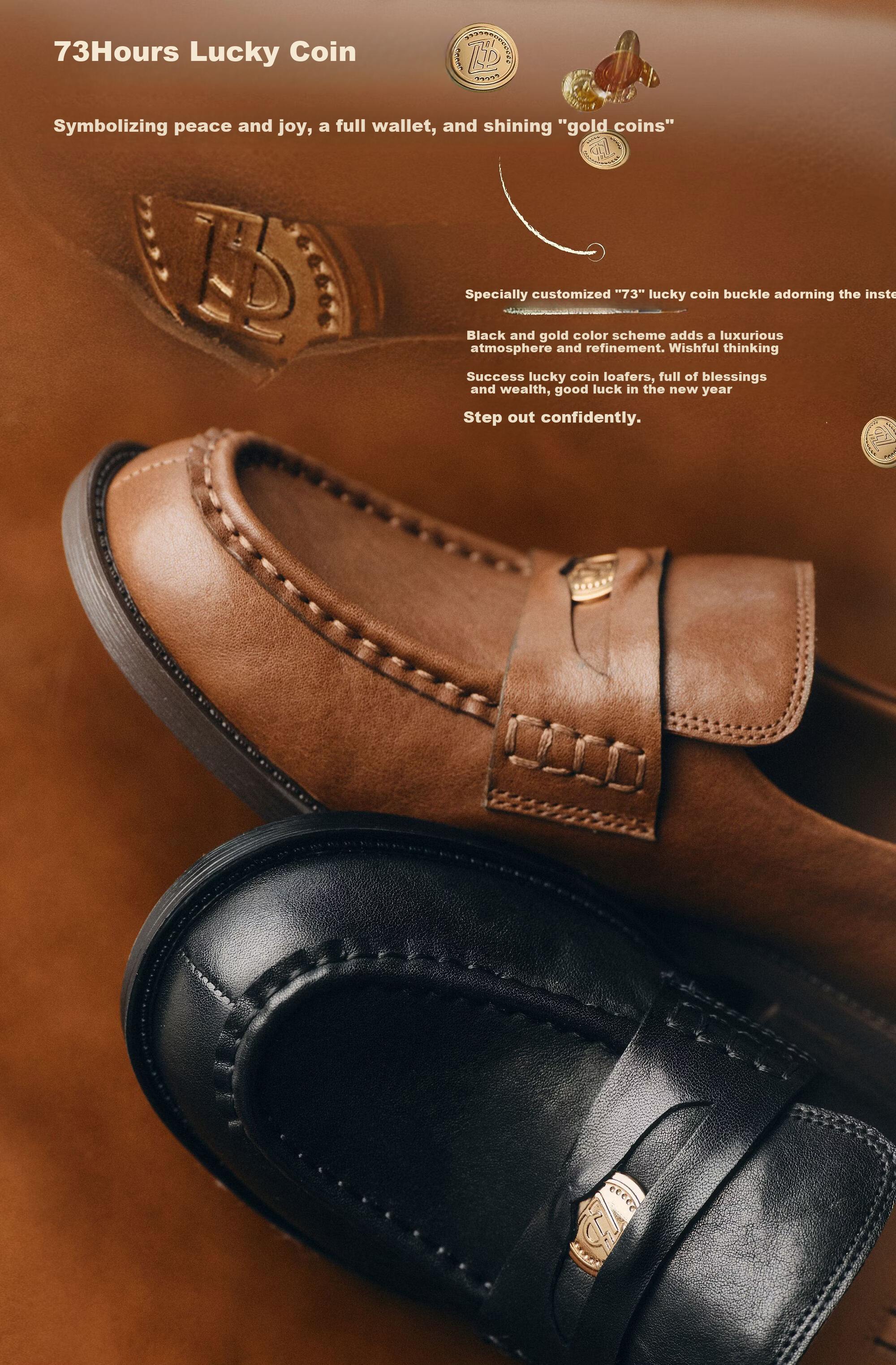 73Hours Women's Shoes Comfortable Imprint 2026 Spring New Old Money Style Cowhide Square Heel Solid Color Loafers Fashion 3