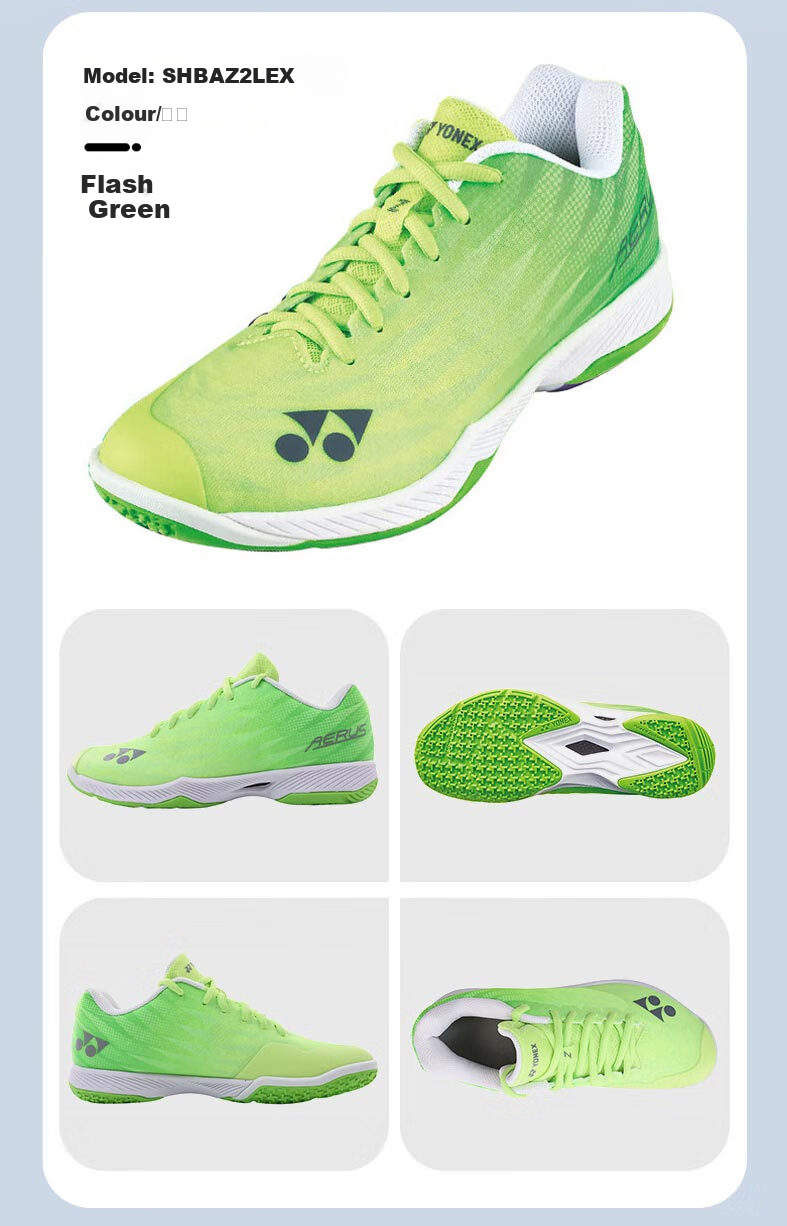 YONEX Badminton Shoes Professional Power Cushion Breathable Shock Absorption Non-Slip Wear-Resistant Ultra-Light 5th Generation SHBAZ2WEX White Green 37.5 7