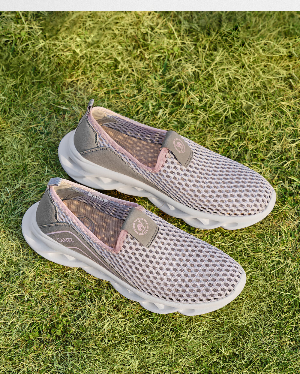 Camel Brand Women's Casual Breathable Sports Walking Shoes Mother's Day Gift P26M391025 Light Gray/Pink Size 36 5