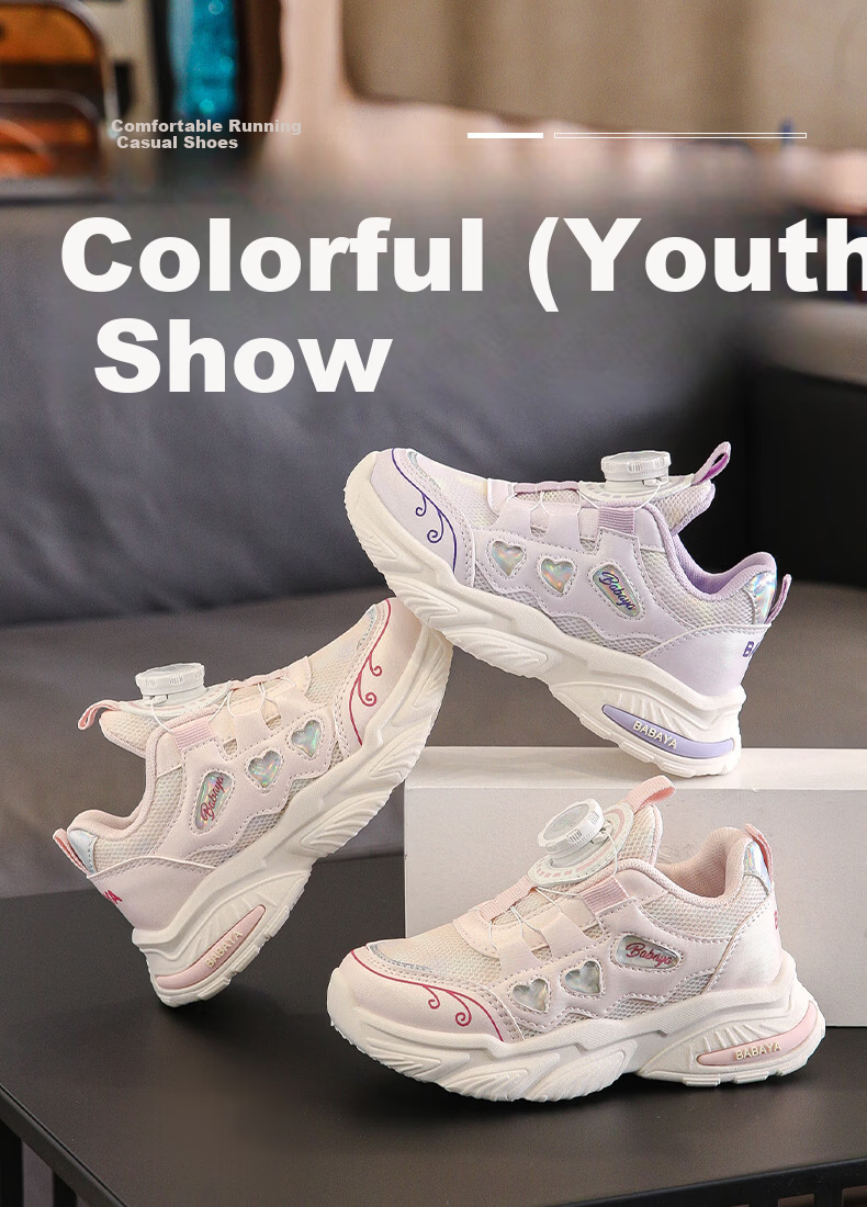 Baba Duck Kids Girls Sports Shoes Breathable Running Shoes Soft Sole Casual Shoes Purple Size 36 1