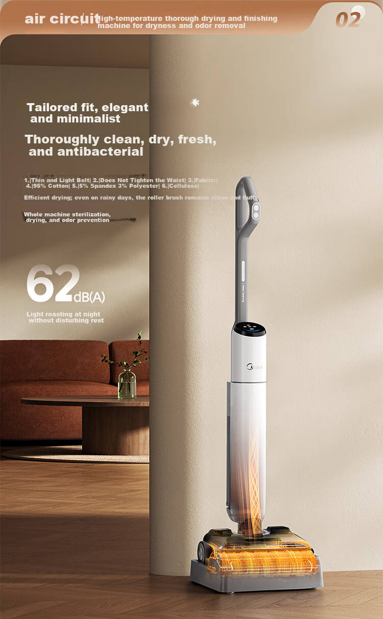 Midea S50Lite Odorless Floor Washer and Vacuum Cleaner, Automatic Cleaning, High Suction, Lightweight Ultra-thin Flat Lying Floor Mopping Machine 4