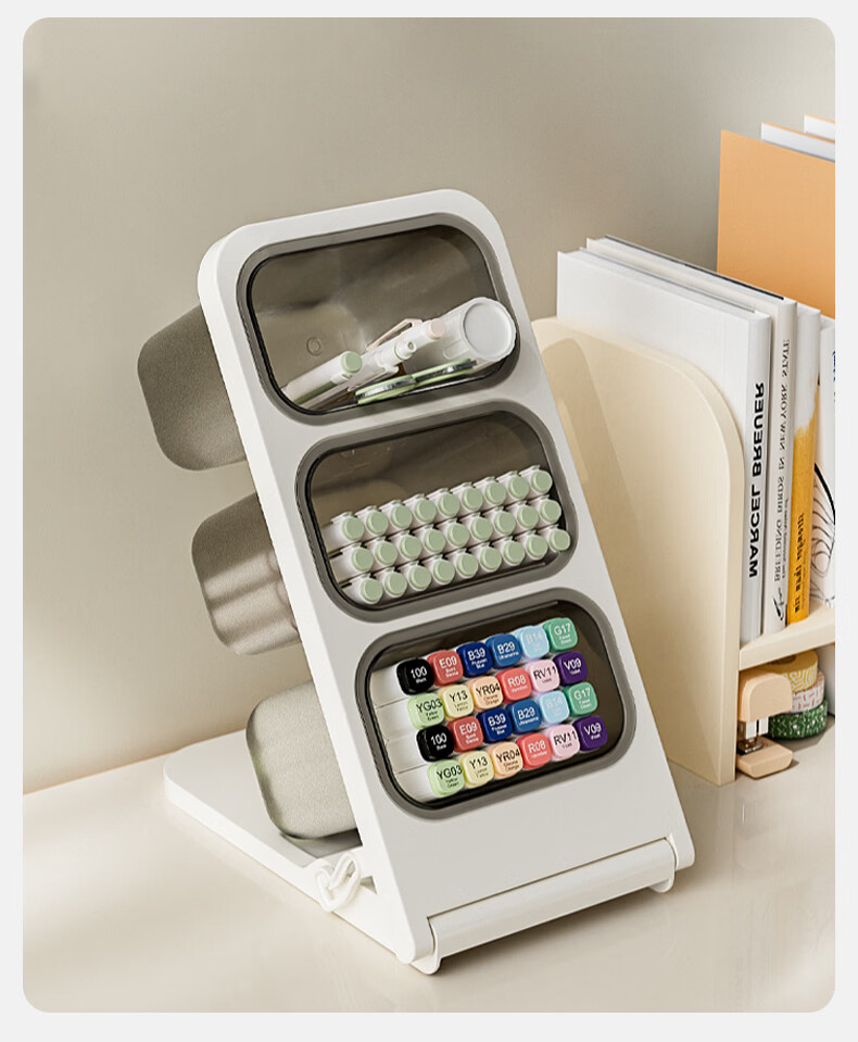 Kousu Multifunctional Cosmetic Storage Box Student Pen Holder Large Capacity Marker Brush Crayon Children's Slant Pen Rack 2