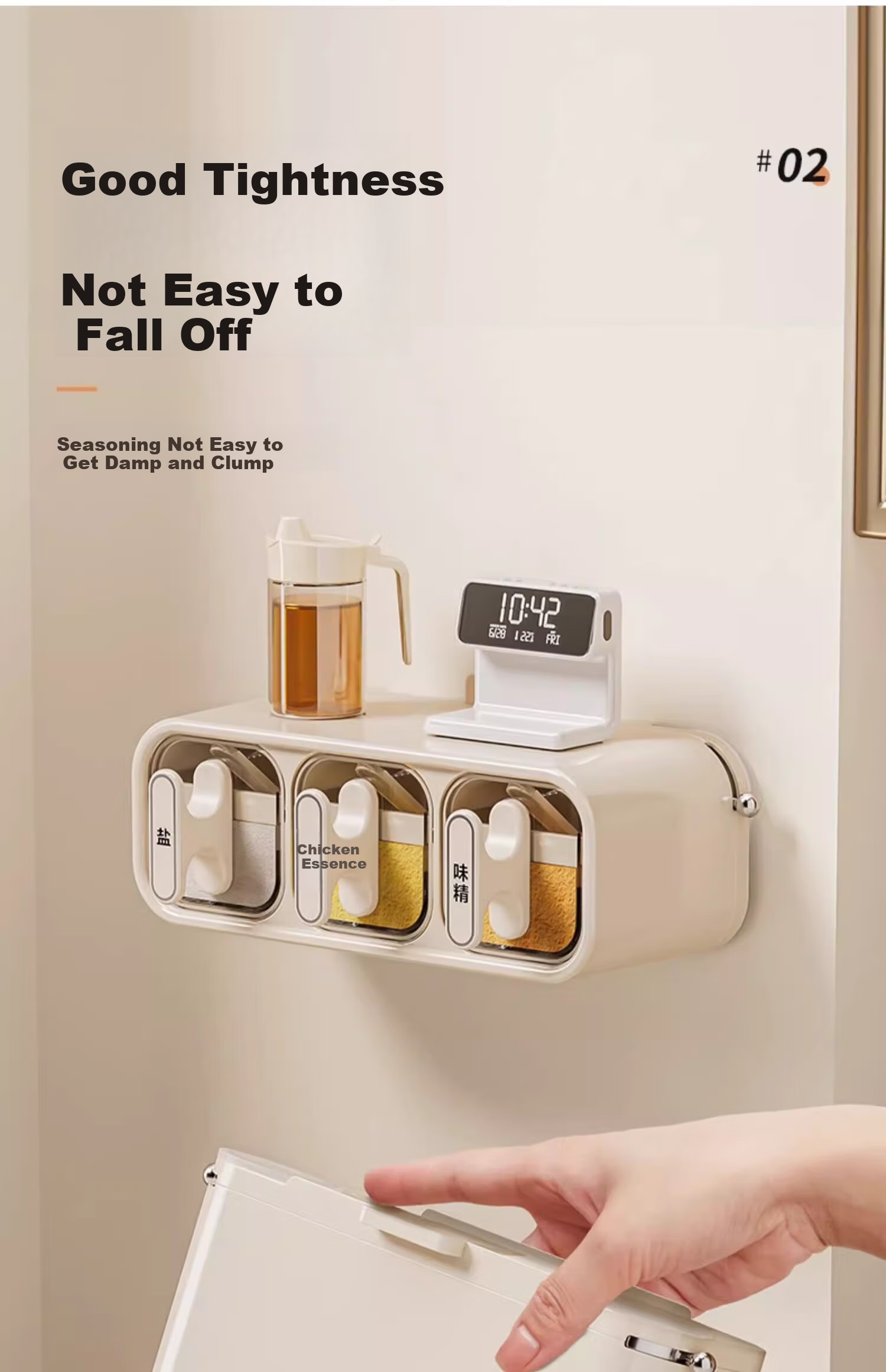 YOUQIN 2025 New Suction Cup Wall-Mounted Spice Jar Kitchen Seasoning Storage Box Moisture-Proof Salt Container 5