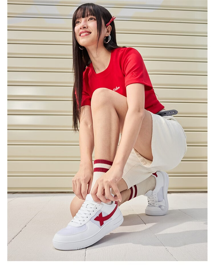 Xtep Couple Men's and Women's Sports Sneakers White Air Force One Spring Summer Mesh Breathable Lightweight Casual Shoes 39
