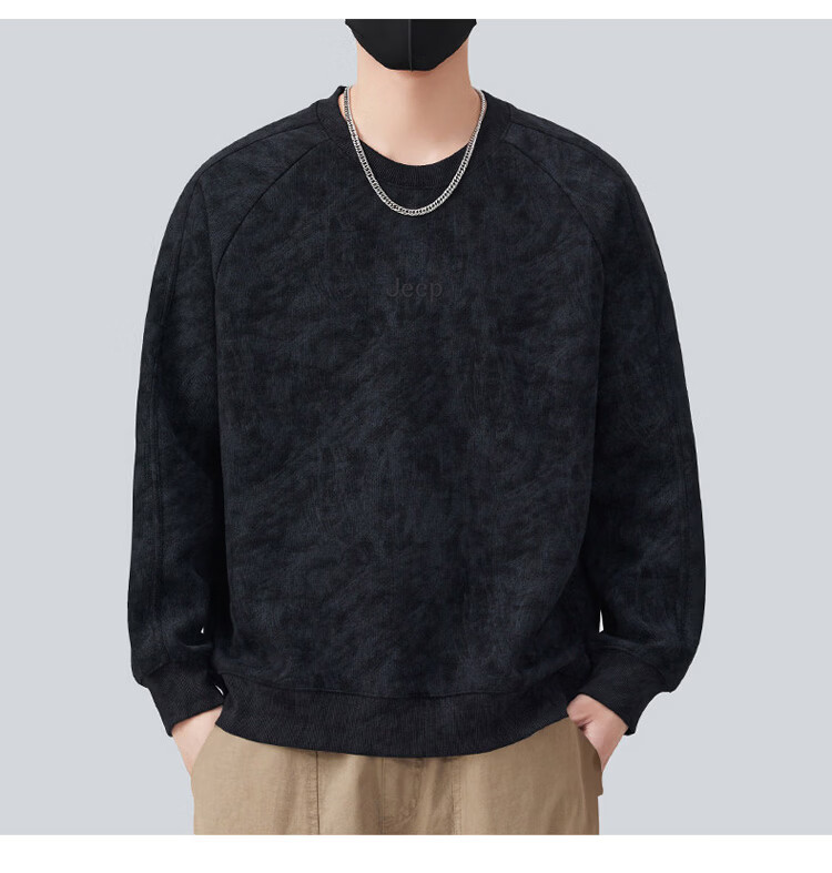 JEEP Men's Tie-Dye Long Sleeve T-Shirt Sweatshirt Loose Fit Base Shirt Gray 3XL Spring Autumn 15